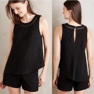 Anthropologie Elevenses Black Sleeveless Romper, Lagenlook Romper, Size M